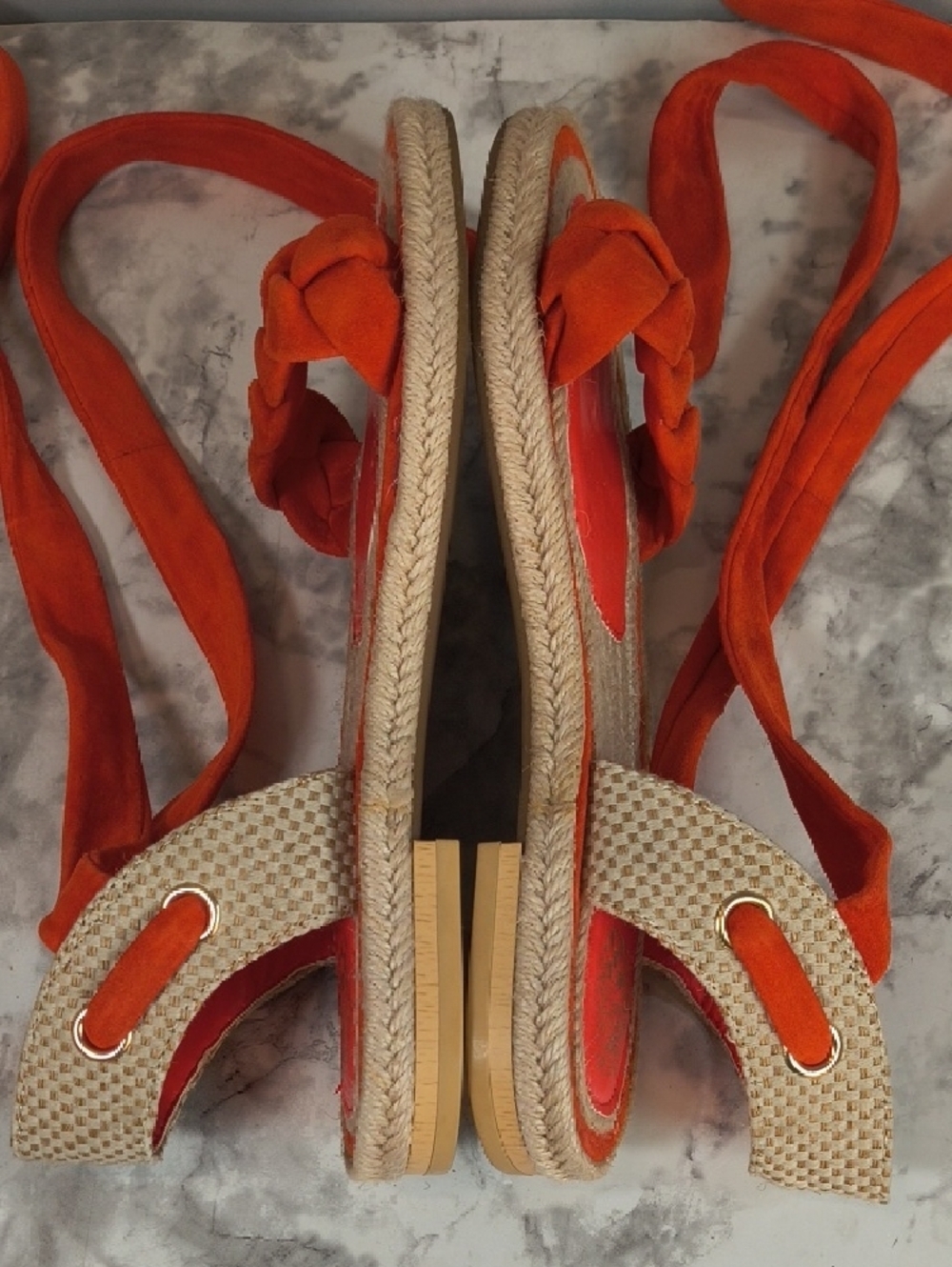 Vince Camuto Women's Espadrille Orange Ankle Wrap Sandals, Size 7M - Picture 6 of 13